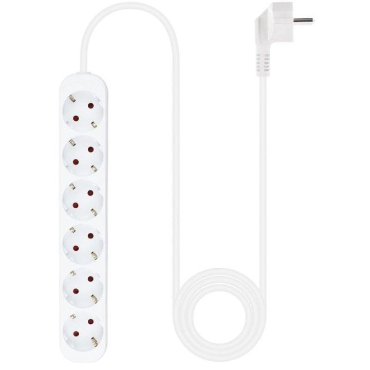 Nanocable Regleta de Enchufes con 6 Tomas Tipo F 1.4m Blanco