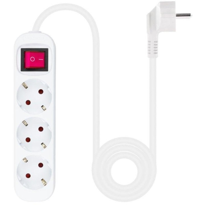 Nanocable Regleta de Enchufes con 3 Tomas Tipo F con Interruptor 1.4m Blanco