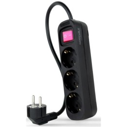 Nanocable Regleta de Enchufes con 3 Tomas Tipo F con Interruptor 1.4m Negro