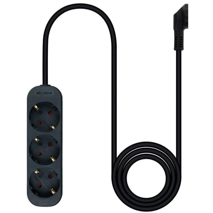 Nanocable Regleta de Enchufes con 3 Tomas Tipo F 1.4m Negro
