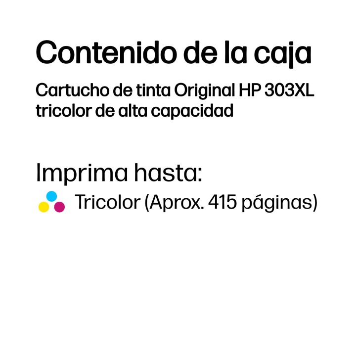 Tinta HP 303XL Tricolor 10ml 415 páginas (T6N03AE)