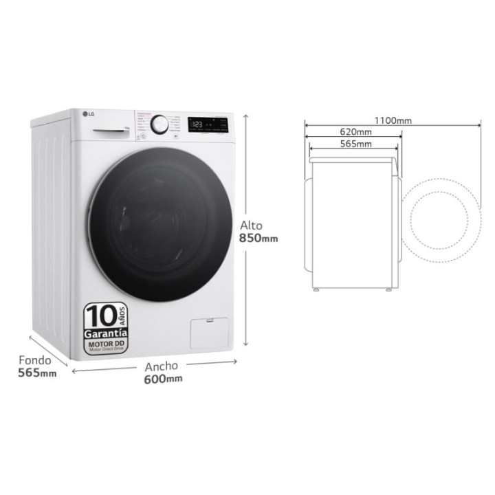 LG Serie 600 F4WR6010A1W Lavadora Carga Frontal 10Kg A Blanca