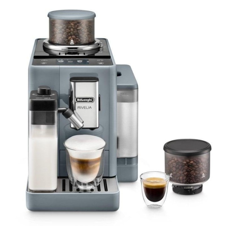 DeLonghi Rivelia Cafetera Superautomática con Depósito de Leche Y Molinillo Integrado 19 Bares Gris