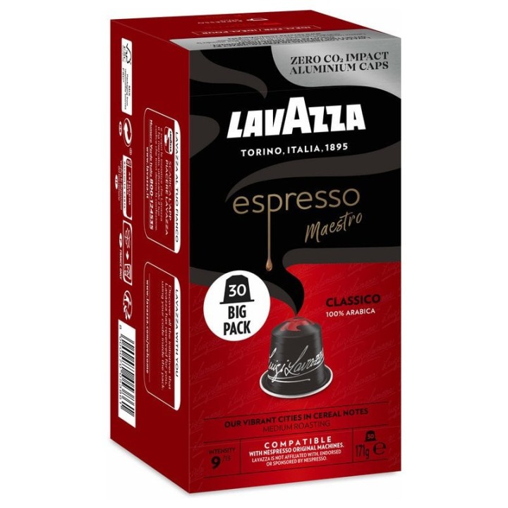 Lavazza Espresso Maestro Classico Cápsulas para Cafeteras Nespresso Caja de 30 Unidades
