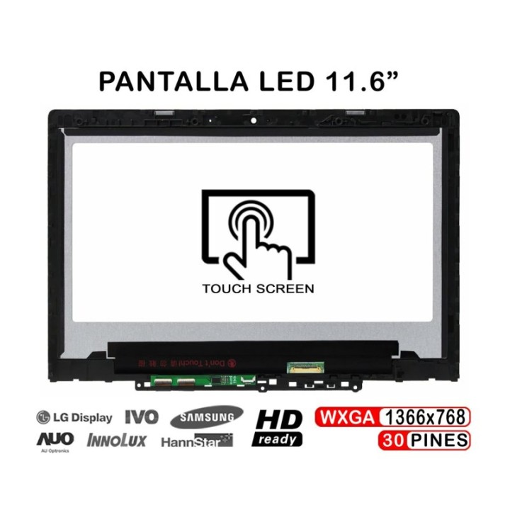 Pantalla Led Táctil Con Marco De 11.6" Para Portátil Lenovo Chromebook 300e 2nd Gen 81qc Mtk Sin G-sensor