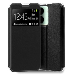 Cool Funda Flip Cover Liso Negro para Xiaomi Redmi 13C/Poco C65