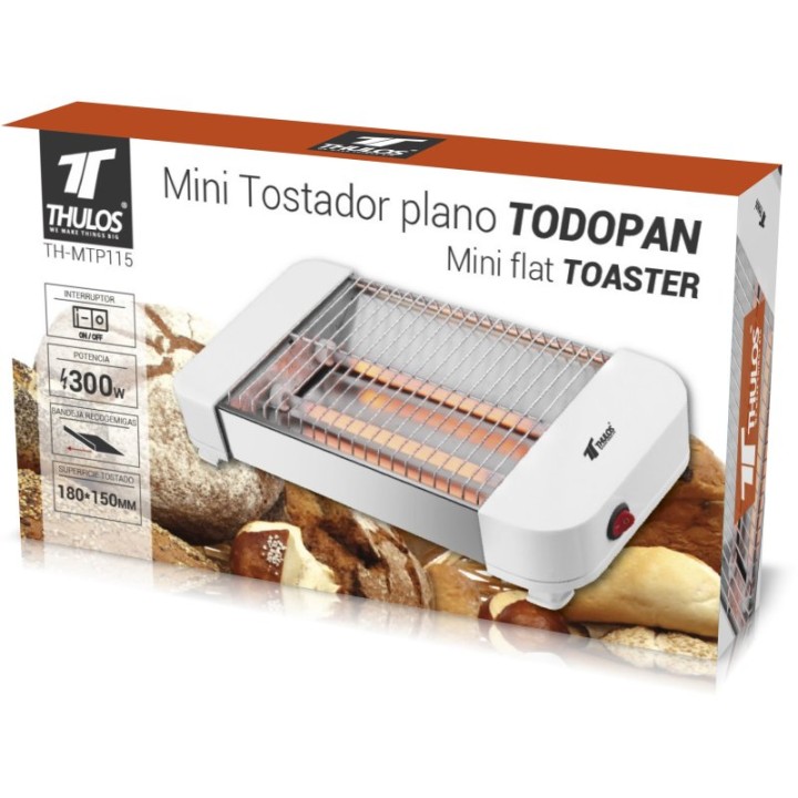 Thulos Todopan TH-MTP115 Mini Tostador Plano 300W Blanco