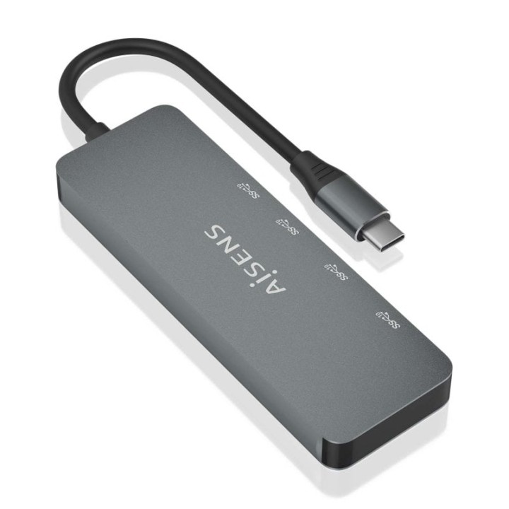 Aisens HUB USB 3.2 Gen2 10G USB-C a USB-C/M + 2xUSB-C/H + 2xUSB-A/H 15cm Gris