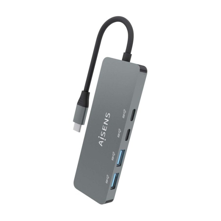 Aisens HUB USB 3.2 Gen2 10G USB-C a USB-C/M + 2xUSB-C/H + 2xUSB-A/H 15cm Gris