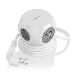 Aisens Regleta Sobremesa Multifuncion con 3 Tomas + 2xUSB-C/2xUSB-A 1.4m Blanca