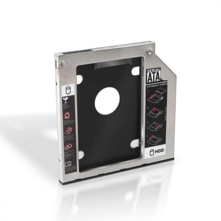 Ociodual Adaptador Disco Duro 7mm para Unidad Óptica Portátil 9.5mm Plata