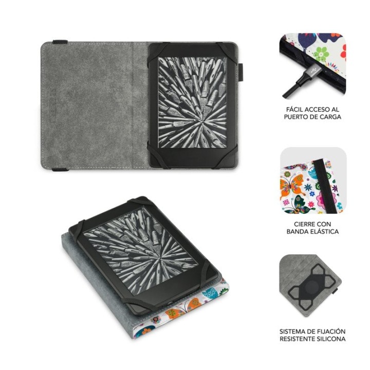 Subblim Funda Clever Case Mariposas para Ebook 6"