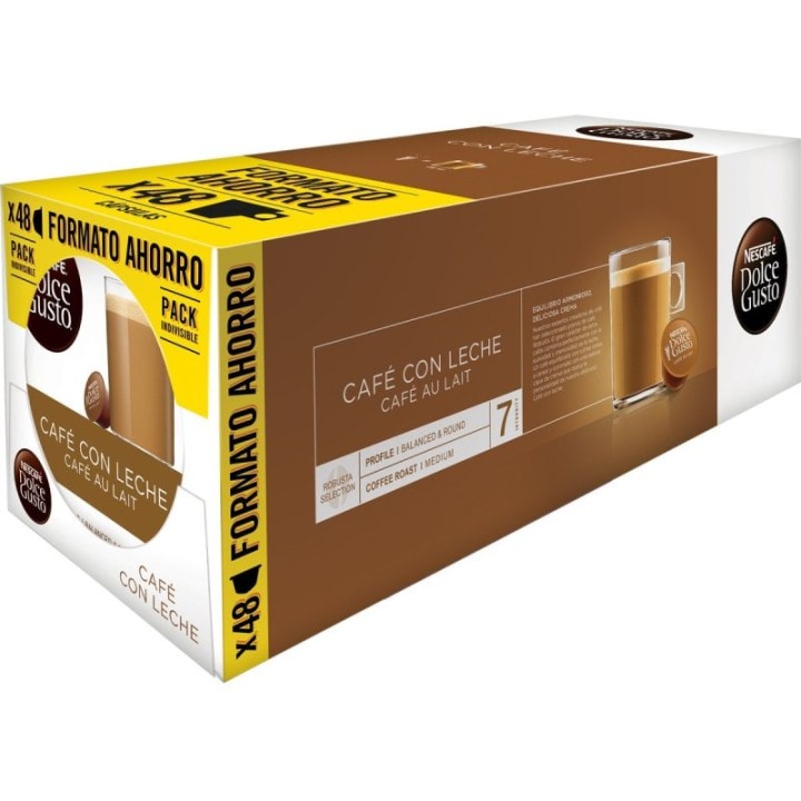 Nescafé Dolce Gusto Café con Leche Pack 3 Cajas de 16 Cápsulas