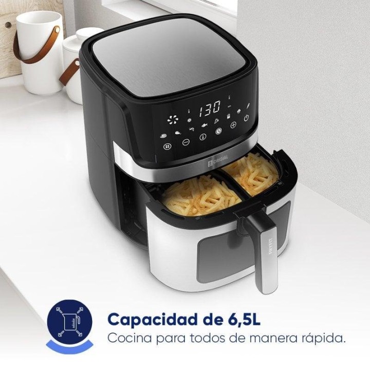 Origial FRYFIT 6.5L Freidora de Aire con Ventana 6.5L 1700W Acero Inoxidable