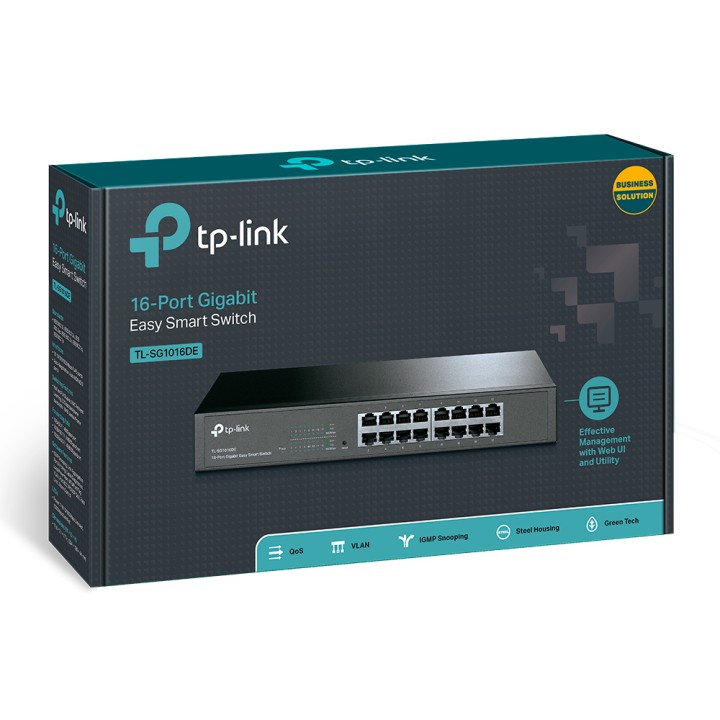 Switch TP-Link 16xRJ45 GbE Rack 1U Negro (TL-SG1016DE)