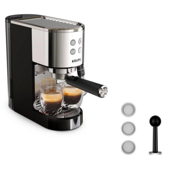 Krups Virtuoso+ XP444C10 Cafetera Espresso 15 Bares Negra