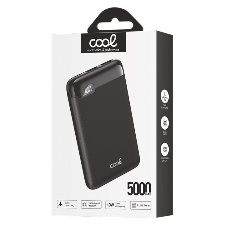 Cool Batería Externa Power Bank 5000 mAh Display 10W Negra