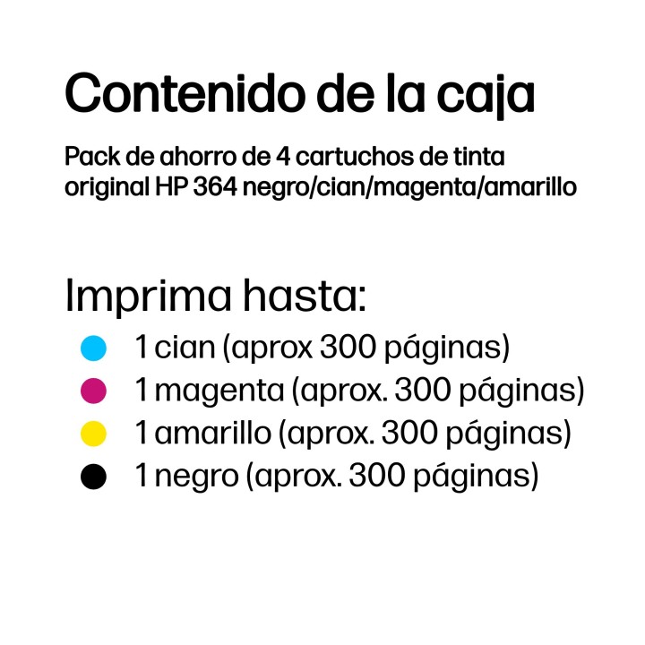 Tinta HP 364 Pack Tricolor/Negro 3ml/6ml (N9J73AE)