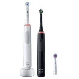 Oral-B Pro 3 3900 Duo Pack de 2 Cepillos de Dientes Eléctricos con Mango Recargable Blanco/Negro
