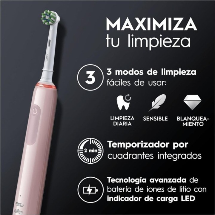 Oral-B Pro 3 3900 Duo Pack de 2 Cepillos de Dientes Eléctricos con Mango Recargable Blanco/Negro