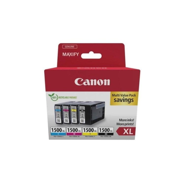 Cartuchos de Tinta Original Canon PGI-1500XL Multipack Alto Rendimiento (XL) Negro, Cian, Magenta, Amarillo