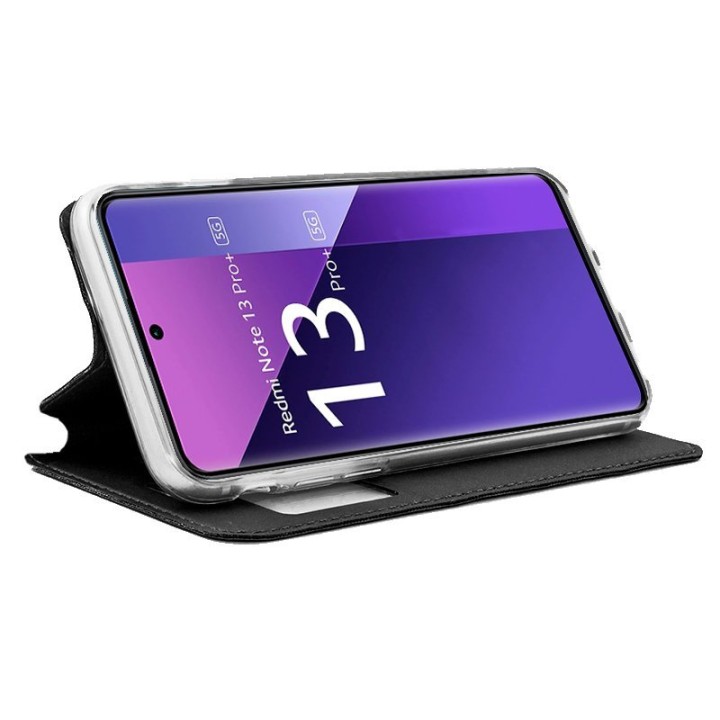 Cool Funda Flip Cover Tipo Libro Liso Negro para Xiaomi Redmi Note 13 Pro Plus 5G