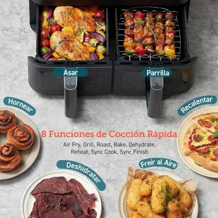 Cosori Dual Basket 8.5 Chef Edition Freidora de Aire sin Aceite con Doble Cesta 8.5L 1800W Negra