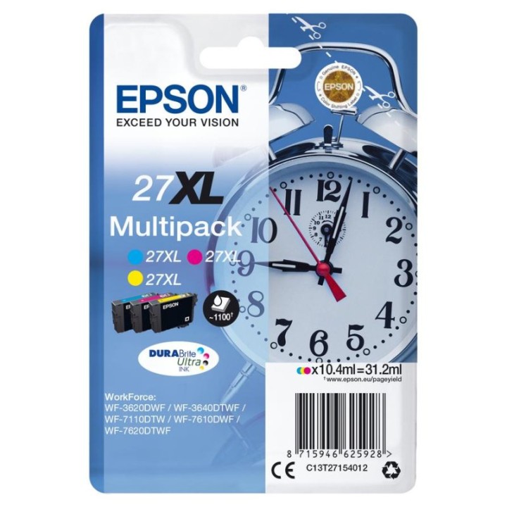 Cartucho de Tinta Epson WorkForce Multipack 27XL Cian Magenta Amarillo