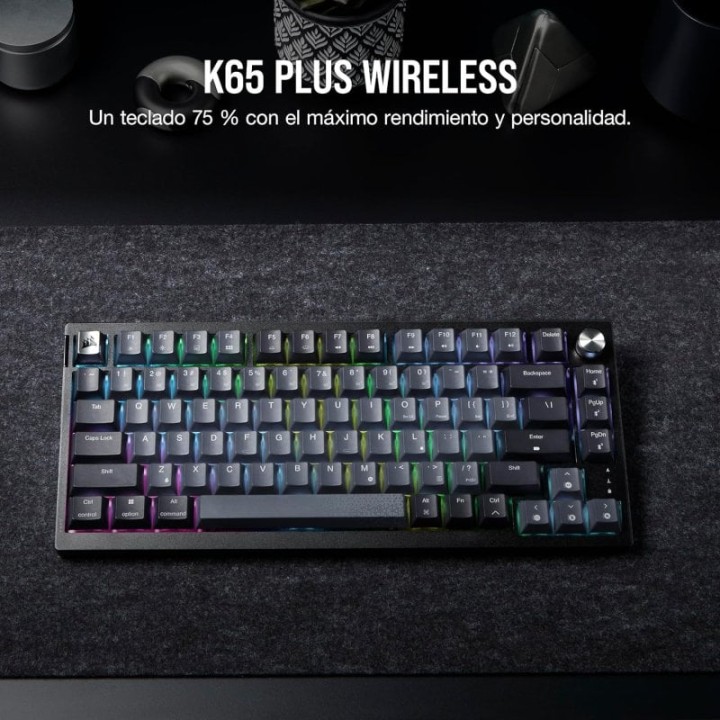 Corsair K65 PLUS WIRELESS 75% Teclado Mecánico Inalámbrico Gaming Hot Swapped MLX Red