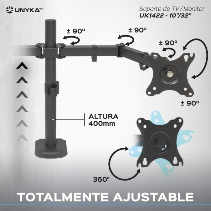 UNYKAch UK1422 Soporte Doble para Monitor 13-32" VESA 75x75/100x100 Máx 20Kg