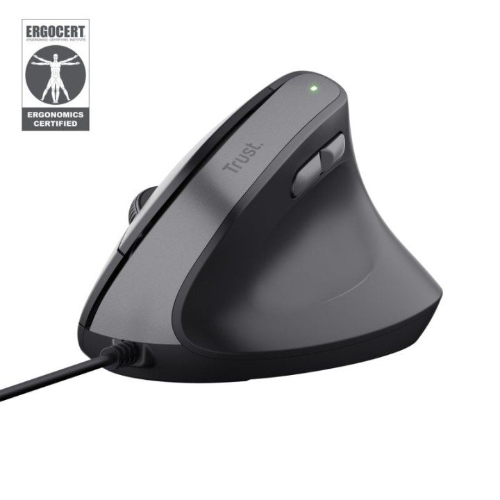 Trust Bayo II Ratón Vertical Ergonómico para Mano Derecha USB 2400 DPI Negro
