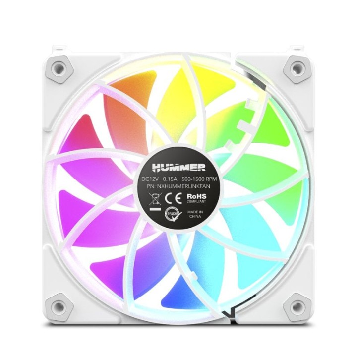 NOX Hummer Easy Link Ventilador LED ARGB PWM 120mm Blanco