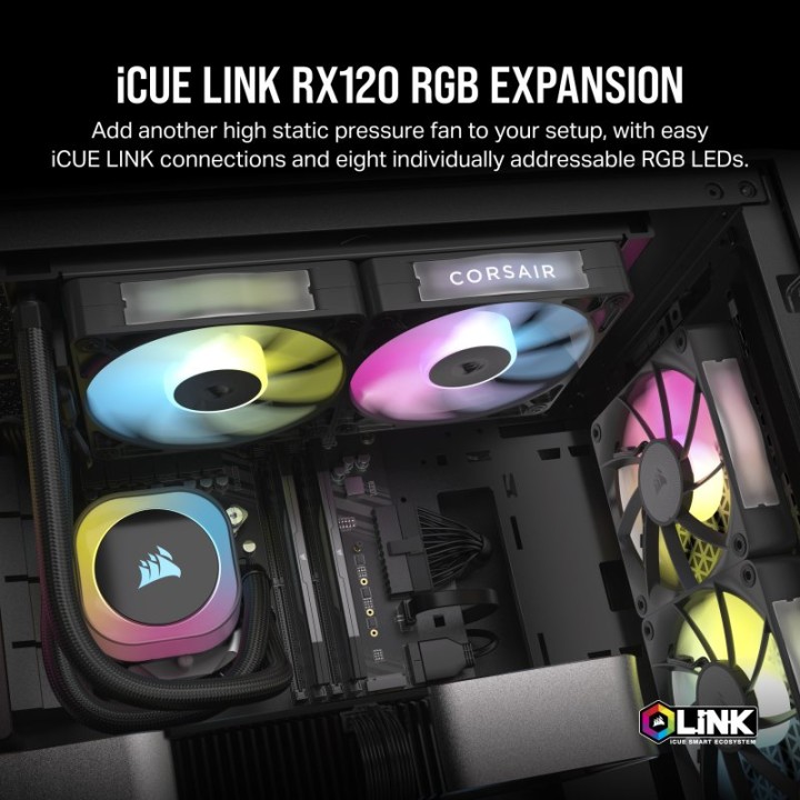 Corsair iCUE LINK RX120 RGB Expansion Fan Ventilador Suplementario PWM Negro
