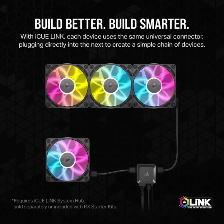 Corsair iCUE LINK RX120 RGB Expansion Fan Ventilador Suplementario PWM Negro