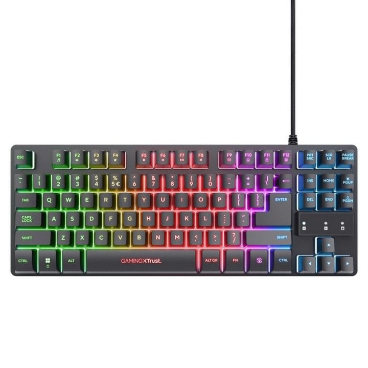 Trust GXT 794 Pack Gaming Teclado TKL RGB Negro + Ratón Inalámbrico RGB Negro + Alfombrilla Negra