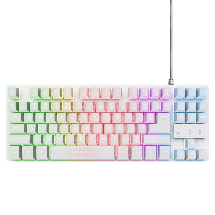 Trust GXT 794W Pack Gaming Teclado TKL RGB Blanco + Ratón Inalámbrico RGB Blanco + Alfombrilla Negra