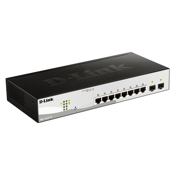 Switch D-Link 8xRJ45 GbE 2xSFP Rack Negro (DGS-1210-10)