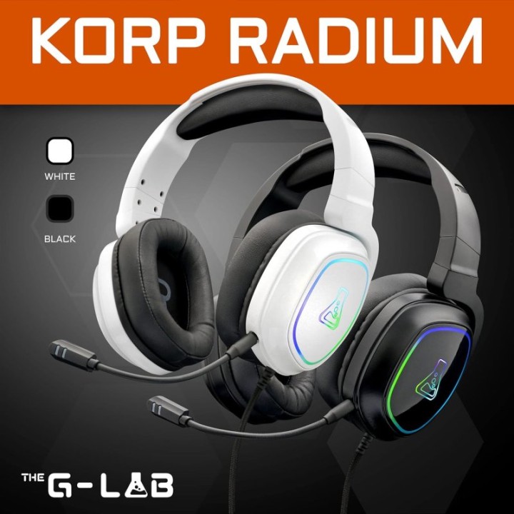 G-Lab Korp Radium Auriculares Gaming RGB Multiplataforma Blancos