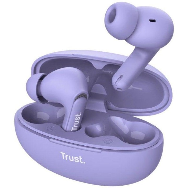 Auriculares Trust Yavi inalámbricos Bluetooth con Cancelación de Ruido, Micrófono y USB-C Púrpura