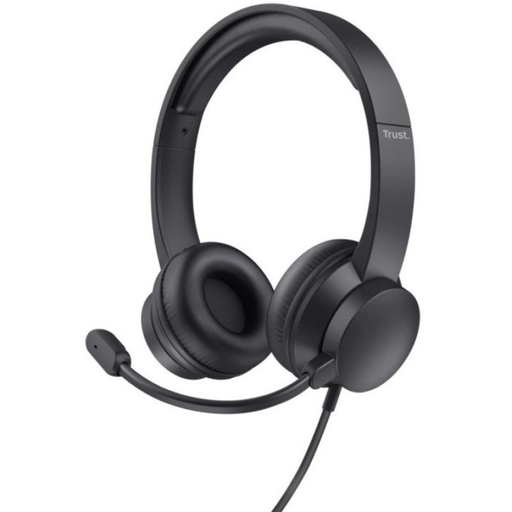 Trust HS-150 Auriculares Alámbrico de Oficina/Centro de llamadas 3.5mm para PC Negro