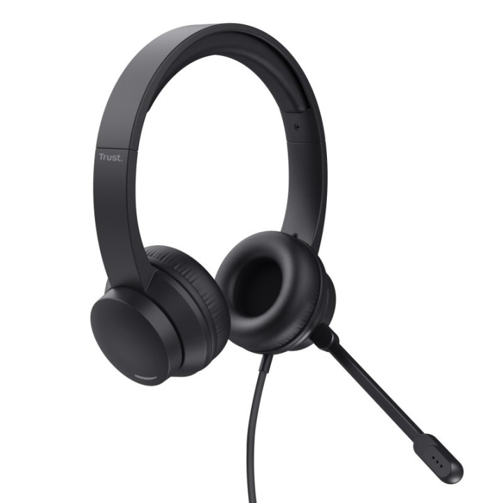 Trust HS-150 Auriculares Alámbrico de Oficina/Centro de llamadas 3.5mm para PC Negro