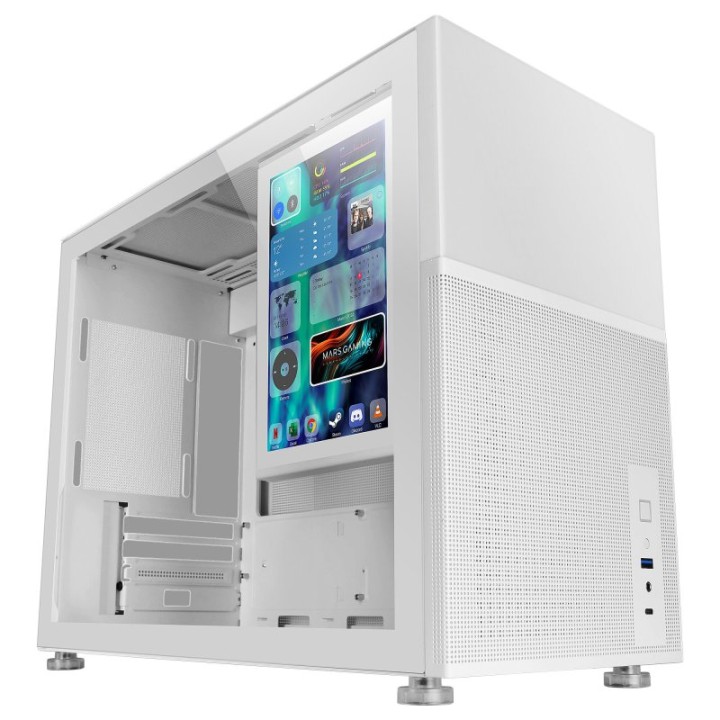 Mars Gaming MC-LCD Torre Custom Micro-ATX Pantalla LCD IPS 8" Cristal Templado Panel Modular Blanco