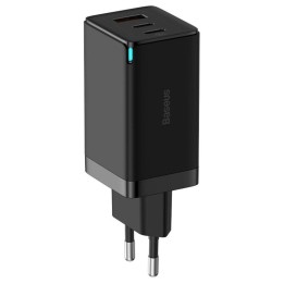 Baseus GaN5 Pro 3 Cargador de Pared Carga Rápida 65W Negro