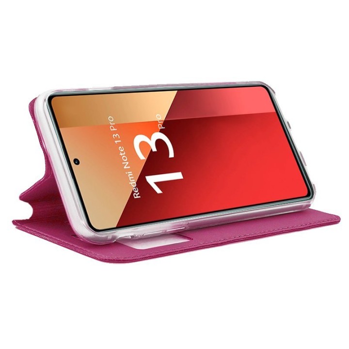 Cool Funda Flip Cover Liso Rosa para Xiaomi Redmi Note 13 Pro / Xiaomi Redmi Note 14S / Poco M6 Pro