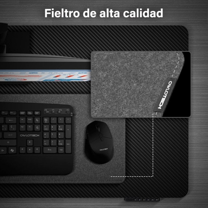 Owlotech Extended Mat Alfombrilla Fieltro 70x30 4mm Gris