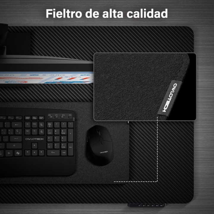 Owlotech Extended Mat Alfombrilla Fieltro 80x30 4mm Negra