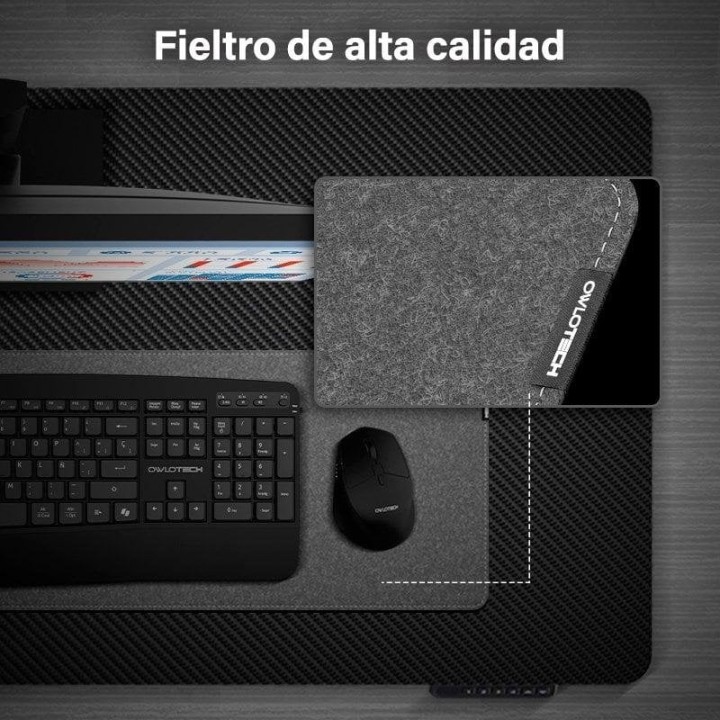 Owlotech Extended Mat Alfombrilla Fieltro 90x30 4mm Gris