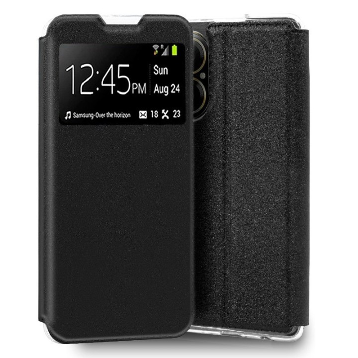 Cool Flip Cover Funda de Libro Lisa Negra para Realme C67