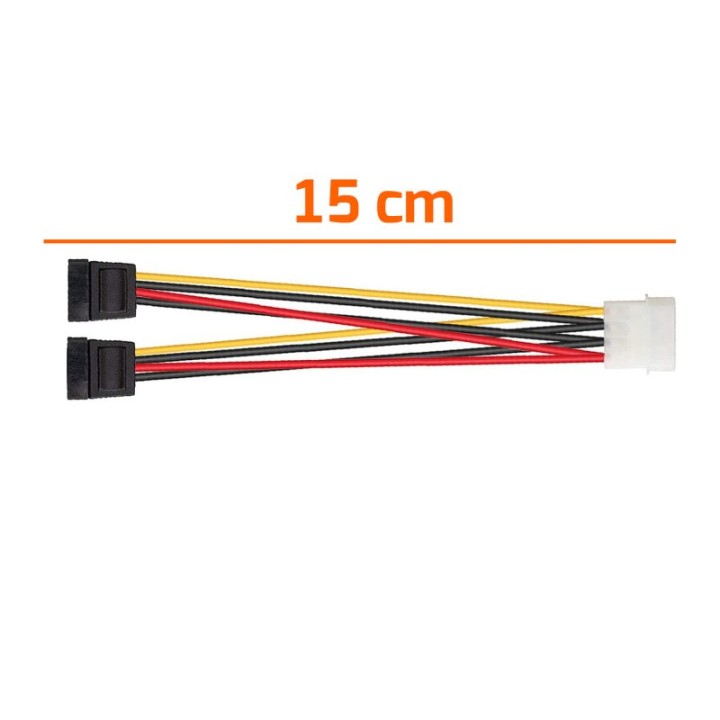 PcCom Essential Cable Alimentación 4 Pines Macho 2x Sata 15 cm