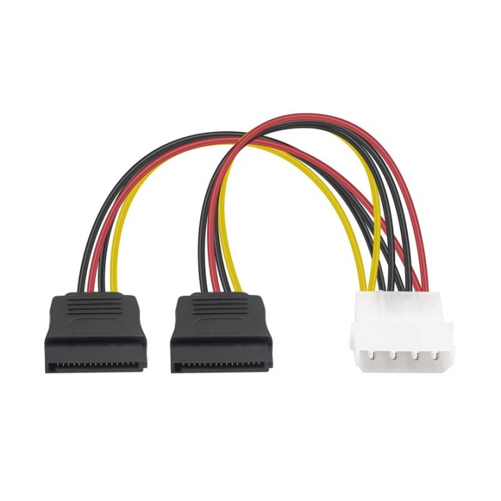 PcCom Essential Cable Alimentación 4 Pines Macho 2x Sata 15 cm